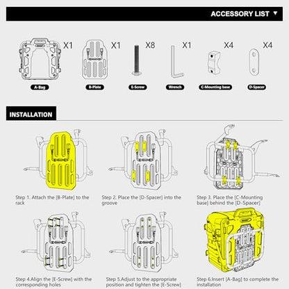 Rhinowalk Motorcycle Saddlebag 35L Waterproof, Quick Release Motorbike Side Bag, Universal Fit Motorcycle Side Bag (1-Piece) - color: Black 35L