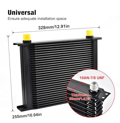 EVIL ENERGY 30 Row Oil Cooler, 10AN Stacked Plate Transmission Engine Cooler Universal British Radiator Aluminium Black - size: 30 Row