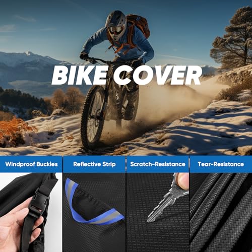 Bike Cover for 2 Bikes - 900D Heavy Duty Bicycle Cover Waterproof Outdoor Bike Rain Cover for Transport on Rack Wind Proof Bicycle Rack Covers with 6M Elastic Cord