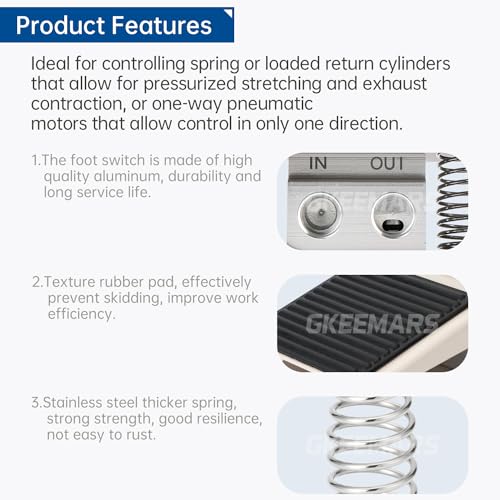 Pneumatic Foot Pedal Valve FV-320 1/4” NPT Threaded Rubber Nonslip Pressure Control Foot Operated Pedal 2 Position 3 Way