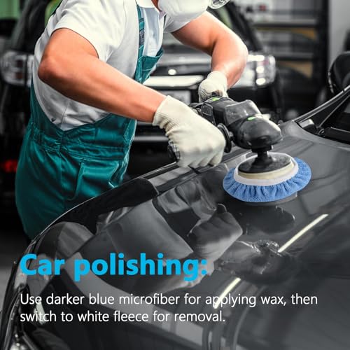 24 Pieces Car Orbital Buffer Polisher Pad, 5-6 Inches Bonnet Microfiber Max Bonnet Polishing Buffing Pad Cover