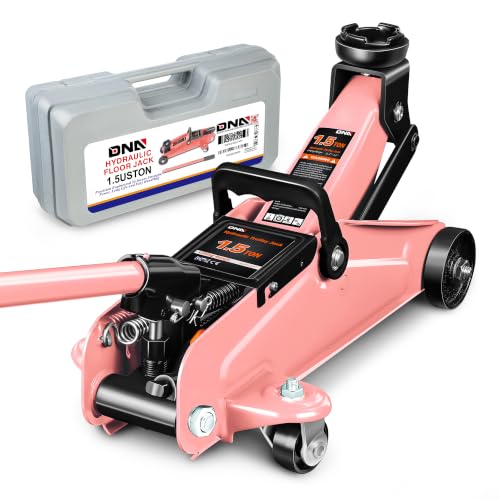 DNA Motoring 1.5 Ton Car Floor Jack Low Profile Hydraulic Trolley Service/Floor Jack, 1.5T / 3000 lbs Capacity, Lifting Range 5.3 Inch -12 Inch, with Storage Case, Pink, TOOLS-00327-PK - color: Pink, style: 1.5 ton