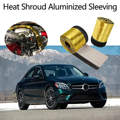 Heat Shroud Sleeving Exhaust Heat Shield Fuel line Wire Heat Sleeve Hose Heat wrap for Ultimate Hi-Temp Protection with 10PCS Metal Zip Ties (Golden 3/4''I.D. x 3FT) - color: gold, size: 3/4''I.D. x 3FT