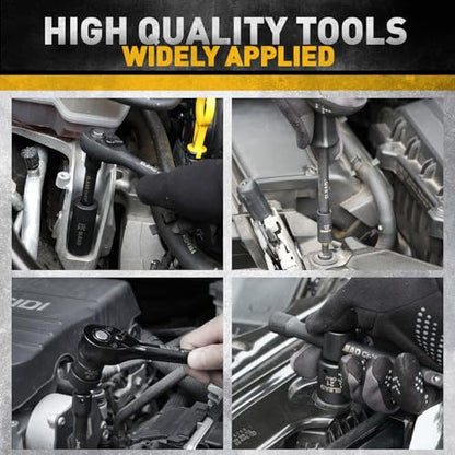 ELEAD 96-Piece 3/8" Drive Impact Socket Set, SAE(5/16 to 3/4-Inch) & Metric(8-22mm), Standard & Deep Sockets, Ratchet Handle, Bit Set, Universal Joint, Extension Bar, Adapters, Spark Plug Sockets - color: 96pcs 3/8'' Drive Impact Socket Set Black