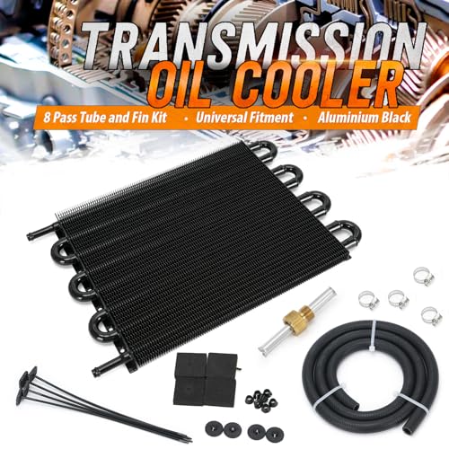 Universal 5/16" Transmission Oil Cooler Kit Aluminium alloy 8 Pass Tube & Fin Black - color: Black, size: 8 Pass