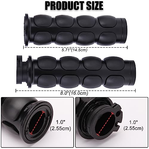 DREAMIZER Universal Motorcycle Hand Grips with Black Non-Slip Rubber for Harley Honda Yamaha Suzuki Kawasaki - color: Black-A