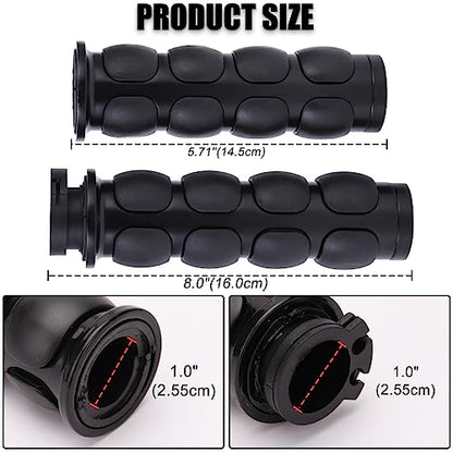 DREAMIZER Universal Motorcycle Hand Grips with Black Non-Slip Rubber for Harley Honda Yamaha Suzuki Kawasaki - color: Black-A