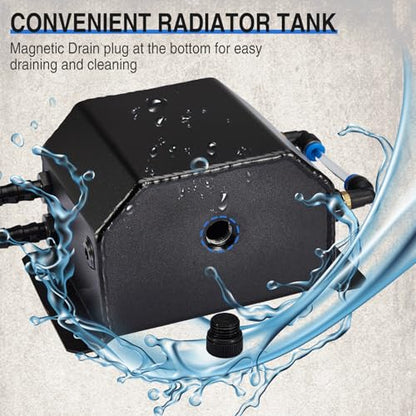 Universal Coolant Overflow Tank,Aluminum Radiator Overflow Tank,Coolant Reservoir Tank,Coolant Radiator Tank,Expansion Tank Recovery Water Tank Reservoir 2L-Black