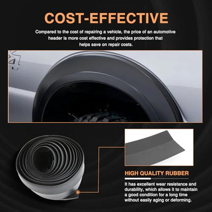 DREAMOTOR Fender Flares Flexible Rubber 2-Inch Fender Extension Wheel Arch PVC Trim Compatible with Jeep Wrangler TJ JK Gladiator Ford F-150 Dodge Ram 1500 Can am Maverick Off-Road SUV Truck Pickup - style: Style 1