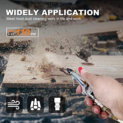 2-Way Connection Air Blow Gun, Rubber Tip, 1/4-Inch NPT Quick Fitting - size: 4 Pcs Kit