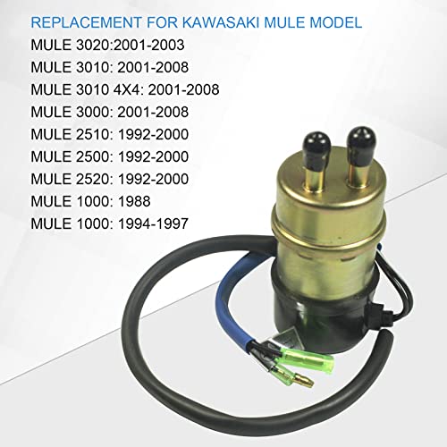 Electric Fuel Pump 12v (8mm In/Outlet) Compatible with Kawasaki Mule 3000 3010 3020 2520 2500 2510 1000 Repalce 49040-1055 KAF620 KF620