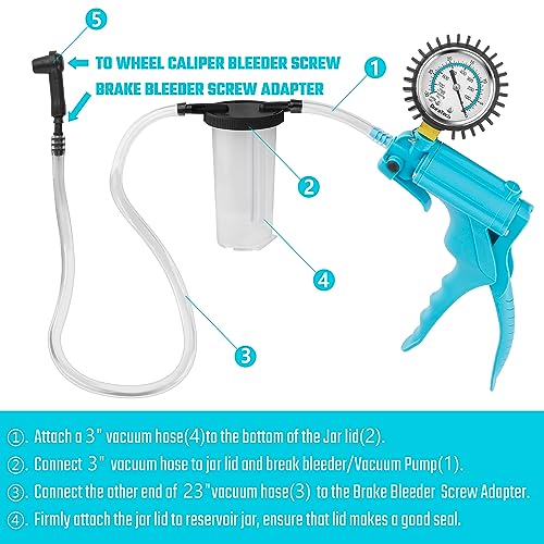 DURATECH 2 in 1 Brake Bleeder Kit with Handheld Vacuum Pump, for Automotive