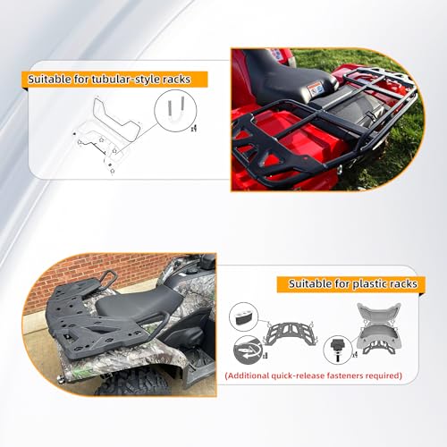 TCMT 95L ATV Cargo Storage Box Rear Seat Rack Trunk Universial Fit For Polaris Honda Kawasaki Can-Am most ATV Vehicles with Tubular-style Rear Rack - color: Black 95L