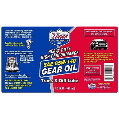 Lucas Oil 10042 Heavy Duty High Performance SAE 85W-140 Gear Oil - 1 Quart