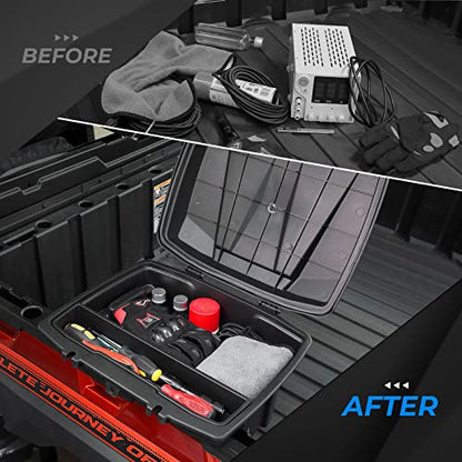 KEMIMOTO 21L/5.5Gal UTV Bed Storage Box w/Top Tool Tray