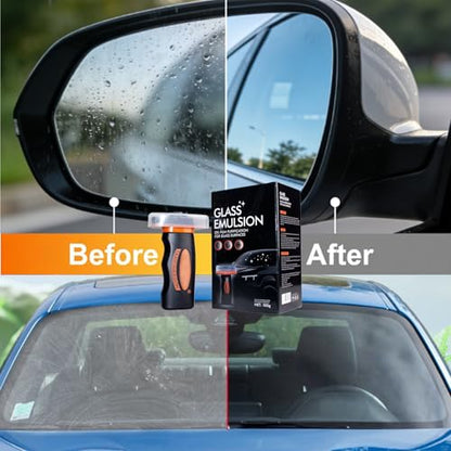 【2PCS】 Glass Emulsion Cleaner, Car Windshield Cleaner Tool Roll-On Glass Compound with Cleaning Board, Removes Oil Film & Smudges, Improve Windshield Clarity for Safe Driving (100ml+Brush)*2 - color: 2 Pack: Glass Emulsion Cleaner (100ml+Brush)