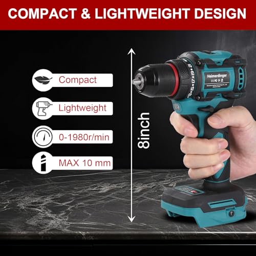 354 In-lbs Drill Driver for Makita 18V Battery, 3/8" Chuck, 21+1 - color: Turquoise and Black