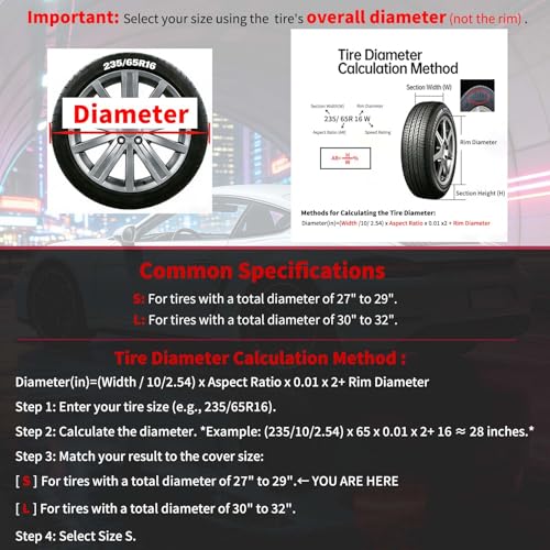 4-Pack RV Tire Covers, Waterproof & UV Resistant Wheel Covers with Windproof Hooks for Trailer, Camper, Truck, SUV & More - Fits Tire‘s Total Diameter 27’’- 29’’/73cm - (Silver-S) - size: S-Total Tire Diameter: 27"-29", style: Silver