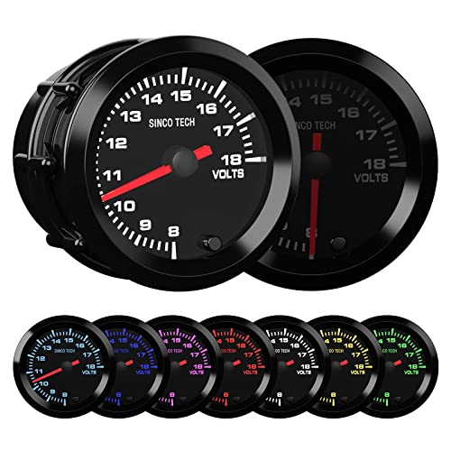 7 Color Gauge Kit 2" 52mm Automobile Backlight Pointer Car Meter with Sensor (Voltage Gauge) - style: Voltage Gauge