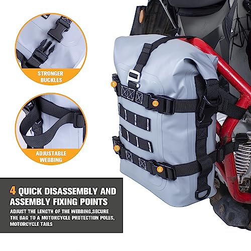 WILD HEART Waterproof Crash Bar Bags 6L/8L/15L Motorcycle Bag used as Motorcycle Luggage Sissy Bar Back Seat Saddle Rack Rear Fender Pouch Dirt Bike Gear Side Tool Bag Pack for moto ATV（8L Grey - color: 8L grey