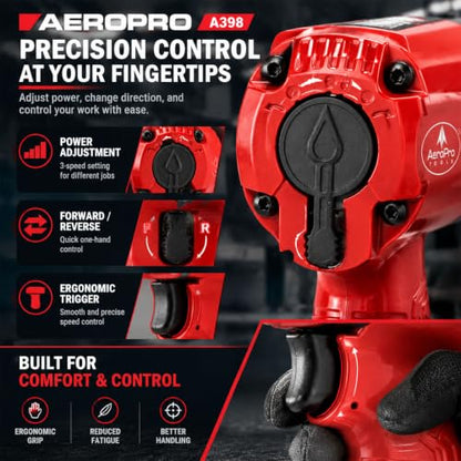 AEROPRO TOOLS 1/2-Inch Aluminum Air Impact Wrench(A398) - style: 1380 ft-lbs | Aluminum Housing