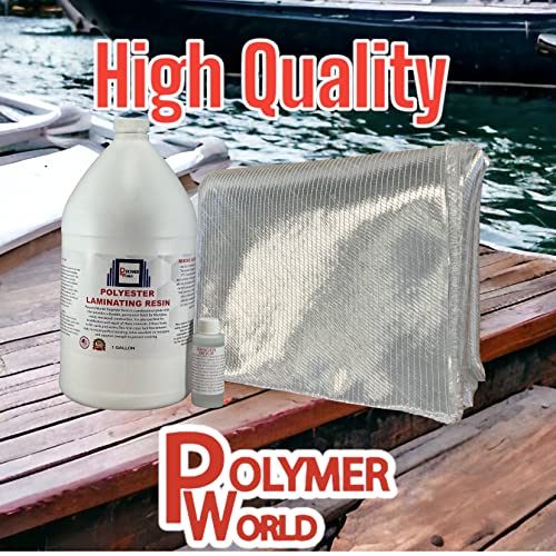 Polymer World- Polyester Resin 1708x50x4.7 Yard Biaxial Cloth, Fiberglass Repair Kits for Boats, Automotive, RV Canoes, Jetski, Snowmobiles, with MEKP - size: Poly Res 1708x50x5 Yard Biaxial Cloth