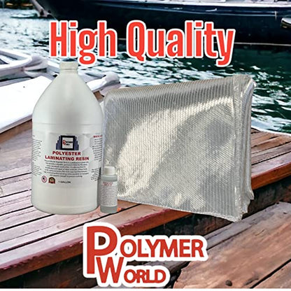 Polymer World- Polyester Resin 1708x50x4.7 Yard Biaxial Cloth, Fiberglass Repair Kits for Boats, Automotive, RV Canoes, Jetski, Snowmobiles, with MEKP - size: Poly Res 1708x50x5 Yard Biaxial Cloth