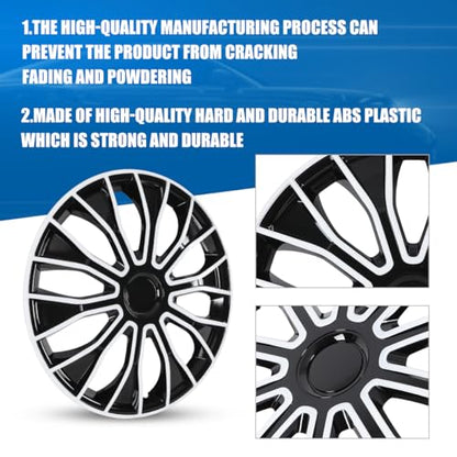 Winjet 16 inch Universal Hubcaps for Steel Wheel Rims Cover,Snap On Car Truck SUV Wheel Rim Covers,Steel ABS+PC Material Set of 4(16 inch,Black Lacquer & White Lacquer) - color: Black Lacquer & White Lacquer (5086-BW-16), size: 16 inch