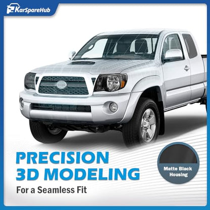 Headlights Assembly for 2005-2011 Toyota Tacoma - color: Matte Black | With High & Low Beam Bulbs