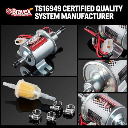 Bravex Electric Fuel Pump HEP-02A 12V Low Pressure 2.5-4 PSI Universal - color: HEP-02A (2.5-4 PSI)
