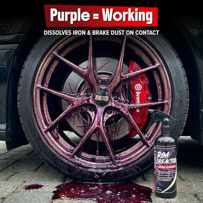 Carfidant Rim Reactor Wheel and Rim Cleaner Spray - Removes Brake Dust & Grime - Safe for BMW, Mercedes, Audi, VW & Porsche - No Scrub, pH Neutral, Non-Acidic Tire Cleaner - 32 fl oz - size: 32 Fl Oz (Pack of 1)
