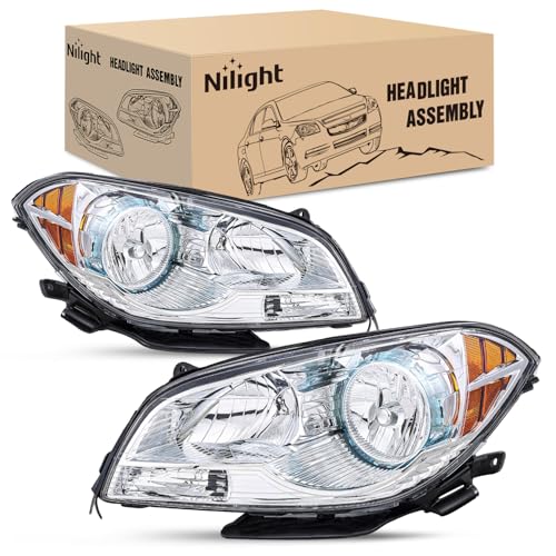 Nilight Headlight Assembly Compatible with 2008-2012 Chevy Malibu - color: Chrome Housing Amber Reflector, size: 2008-2012 Chevy Malibu
