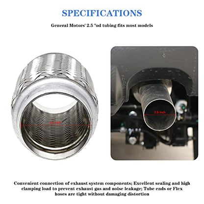 Exhaust Flex Pipe 2.5"x6" Heavy Duty Stainless Steel - size: 2.5"x6"