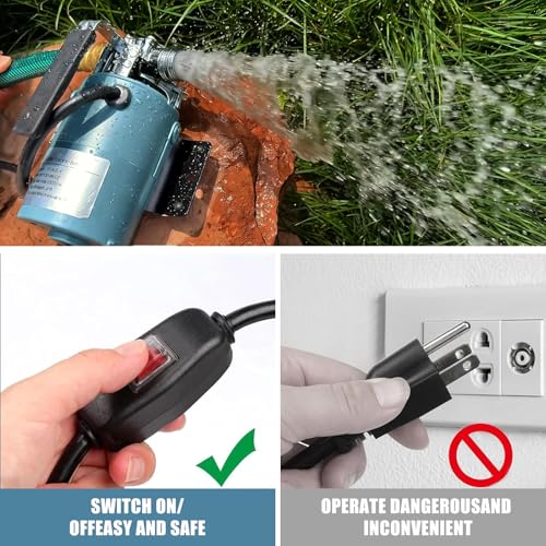 Water Transfer Pump, 115V 1/10HP Electric Utility Pump with On/Off Switch 2*6 ft Water Hoses Kit for Removing Water from Garden Pool Aquariums Hot Tub Draining 1/8’’ Low Suction for Rain Barrel (Blue) - color: 115v-blue