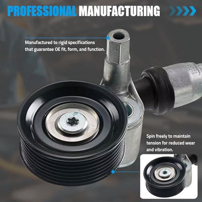 Belt Tensioner Assembly with Pulley Compatible with Honda HR-V 2.0L L4 2023, Replace #311705A2A02 311705A2A03 SK89709, Drive Belt Tensioner for Civic CR-V Accord Acura TLX - size: 311705A2A02