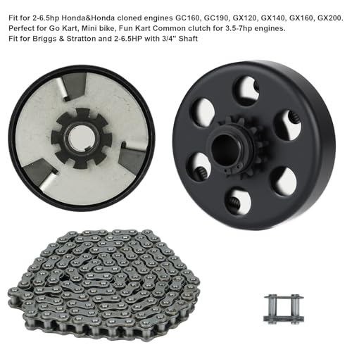 Go Kart Clutch 3/4 Bore 12T with #35 Chain, for Predator 212 Centrifugal Clutch Compatible with Honda GX160, GX200, GX140, GX120, GC160, GC190, Harbor Freight, Briggs and Stratton Tecumseh - size: 3/4" Bore 12T with Chain