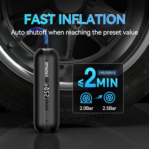 CYCPLUS Portable Electric Tire Inflator Bike Pump,150PSI Auto Off - color: Black