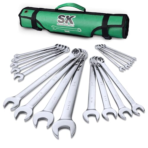 SK Combination Wrench Set, SAE 1/4" to 1-1/4", 18-Piece, Premium CR-V Steel - size: SAE 1/4" to 1-1/4"