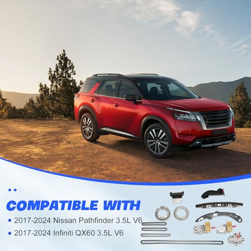 130286KA0A Engine Timing Chain Kit Compatible with Nissan Pathfinder Infiniti QX60 2017-2024 3.5L V6 VQ35DD, Replace 130286KA1B 130706KA1B 130706KA1C 130856KA0A 13091JA10A 130706KA0A 130856KA1B - size: 130286KA0A