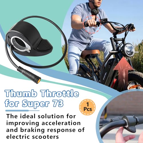 Thumb Throttle for Super73 S1/S2/ZX/RX/Z Series, Electric Scooter/Bike Waterproof Accelerator with Quick Plug & Play, Replacement Parts for E-Bike Scooter Accessories