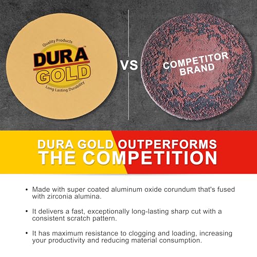 Dura-Gold Premium 6" Gold PSA Sanding Discs - 120 Grit, Box of 50 - Self - size: 120-Grit