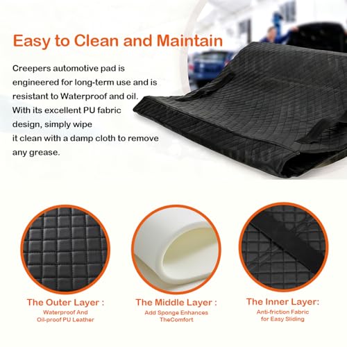 60x28 Inch Foldable Rolling Creeper Mat - Portable Under Car Repair Pad with Storage Bag, Low Clearance Auto Repair Ground Work Tool