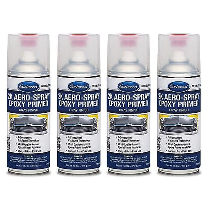 Eastwood 2K Epoxy Gray Primer | AeroSpray Catalyzed Technology | Durable Direct to Metal Epoxy Automotive | Performance Primer on Car Body Filler | 10-16 Sq Ft Coverage | 12 oz | 4 Pack - style: Epoxy Gray Primer - (4 Pack)