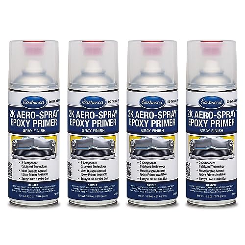 Eastwood 2K Epoxy Gray Primer | AeroSpray Catalyzed Technology | Durable Direct to Metal Epoxy Automotive | Performance Primer on Car Body Filler | 10-16 Sq Ft Coverage | 12 oz | 4 Pack - style: Epoxy Gray Primer - (4 Pack)
