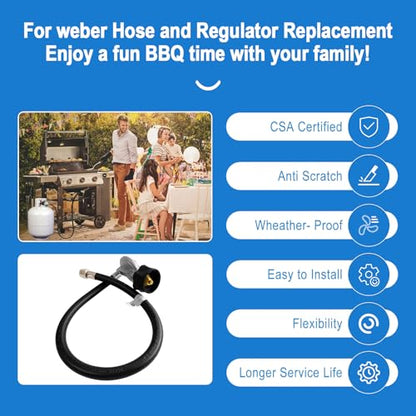 For Weber Hose and Regulator kit, for Weber Grill Regulator Replacement, Fits for Spirit II (2017-2019) and Spirit E310 E320 E210 Genesis II 210/LX 240 and Genesis II 300/400 (2017-2019) Gas Grills. - size: 25 in for Weber Genesis/Summit/Spirit