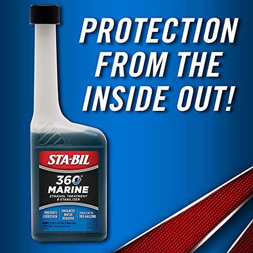 STA-BIL 360 Marine Ethanol Treatment & Fuel Stabilizer - Full Fuel System Cleaner - Fuel Injector Cleaner - Removes Water- Protects Fuel System - Treats 100 Gallons - 10 Fl. Oz. (22241) (Pack of 2) - size: 10 oz. (Pack of 2)