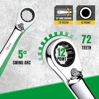 SK Reversible Ratcheting Combination Wrench Set, 8-Piece, Metric, 72-Tooth - size: Metric, 8-Piece