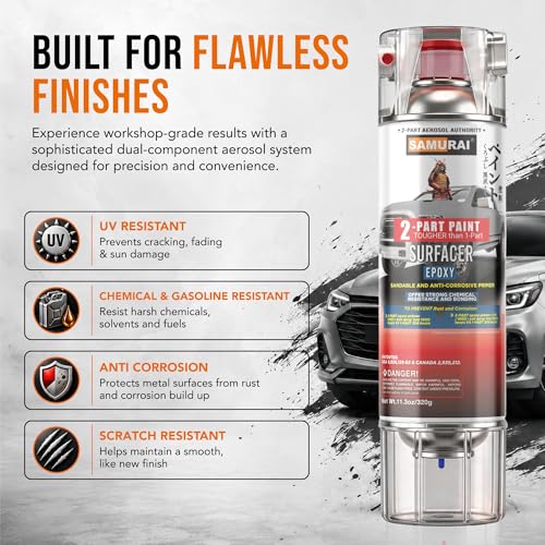 SAMURAI 2-Part Epoxy Primer Spray - Car - Primer White - color: Primer White, size: 11.3 Ounce (Pack of 1)