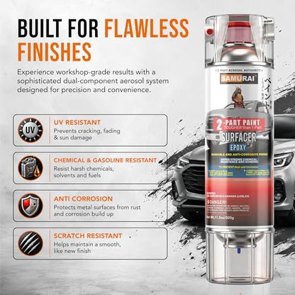 SAMURAI 2-Part Epoxy Primer Spray - Car - Primer White - color: Primer White, size: 11.3 Ounce (Pack of 1)