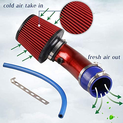 Sporacingrts 76mm 3" Cold Air Intake Pipe Kit Red - color: Red